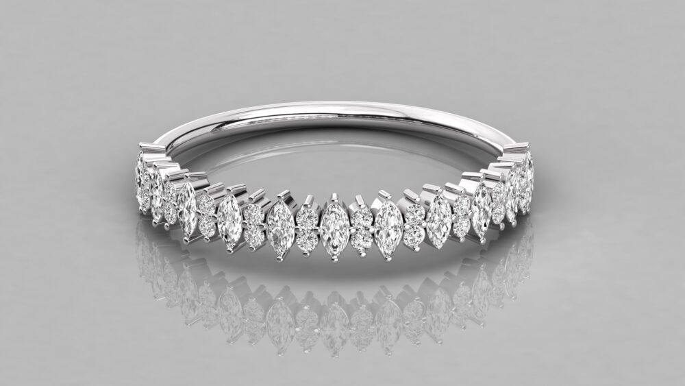 Marquise and Round Lab Grown Diamond Wedding Band - Image 4