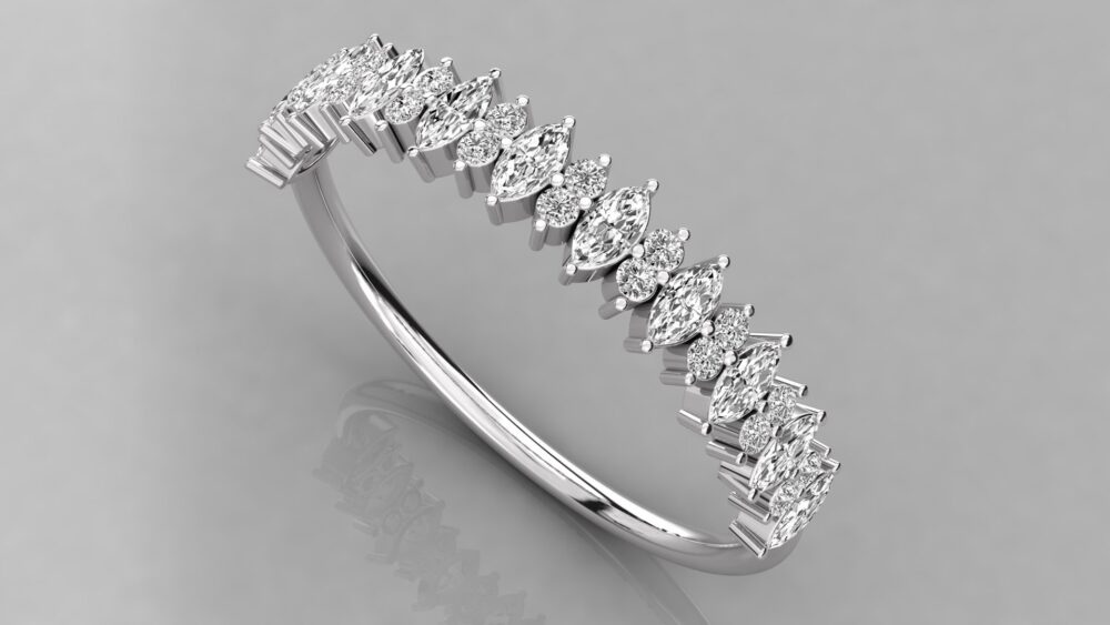 Marquise and Round Lab Grown Diamond Wedding Band - Image 5