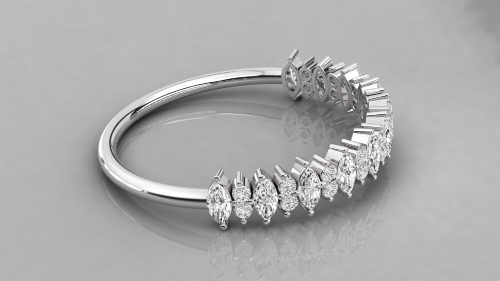 Marquise and Round Lab Grown Diamond Wedding Band - Image 6