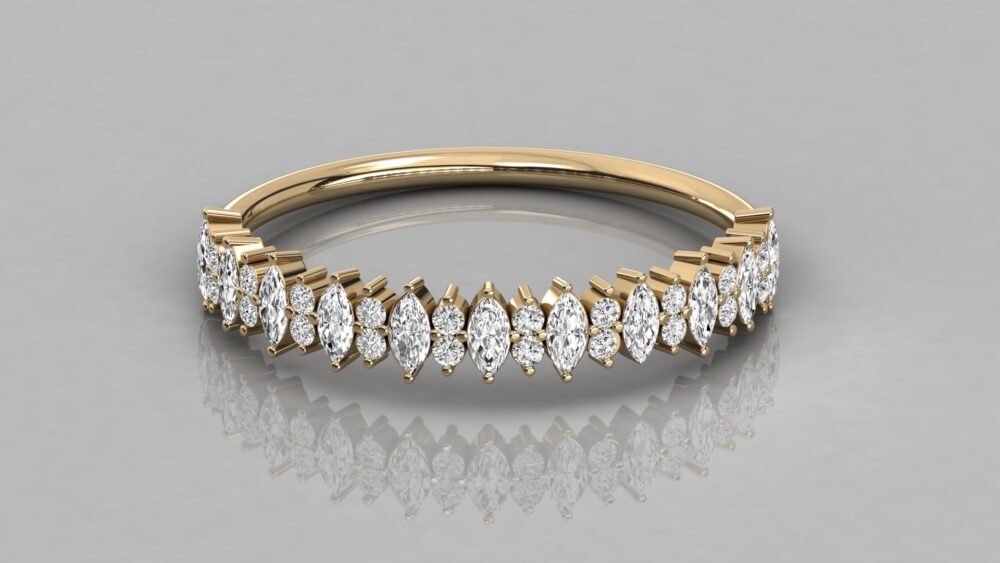 Marquise and Round Lab Grown Diamond Wedding Band