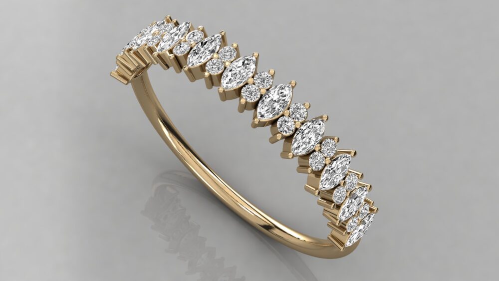 Marquise and Round Lab Grown Diamond Wedding Band - Image 2