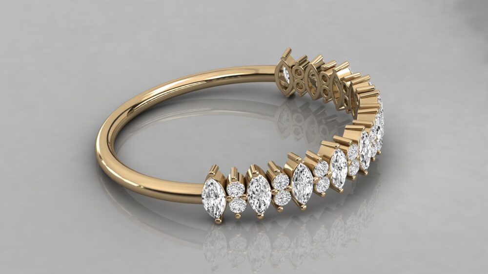 Marquise and Round Lab Grown Diamond Wedding Band - Image 3
