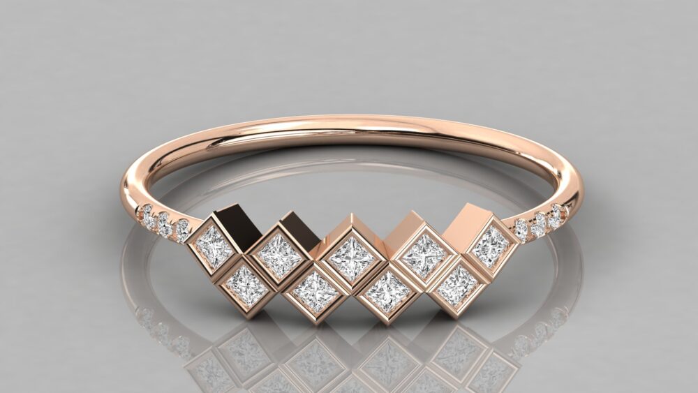 Princess And Round Cut Lab Grown Diamond Wedding Band