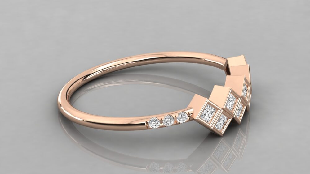 Princess And Round Cut Lab Grown Diamond Wedding Band - Image 3