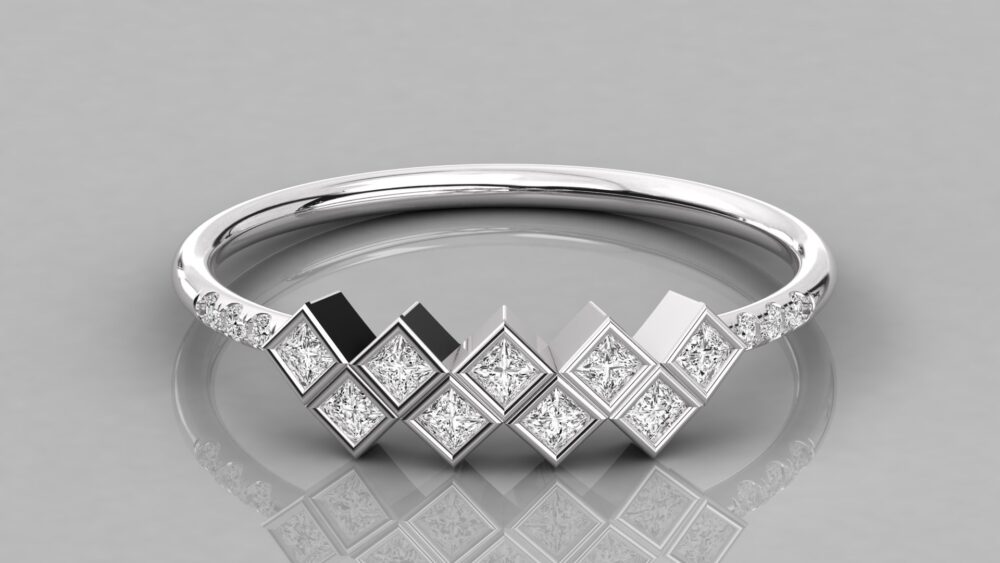 Princess And Round Cut Lab Grown Diamond Wedding Band - Image 4