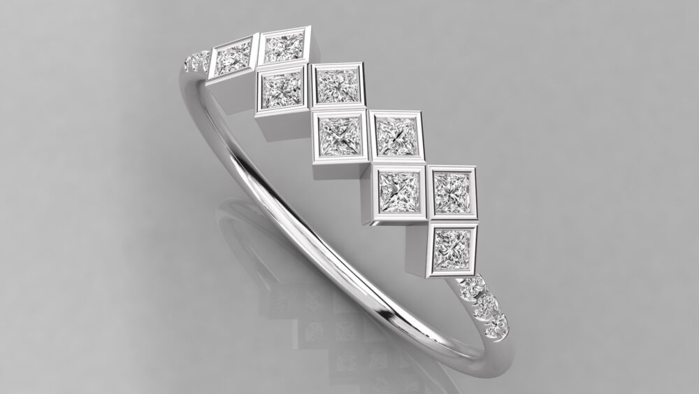 Princess And Round Cut Lab Grown Diamond Wedding Band - Image 5