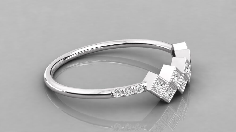 Princess And Round Cut Lab Grown Diamond Wedding Band - Image 6