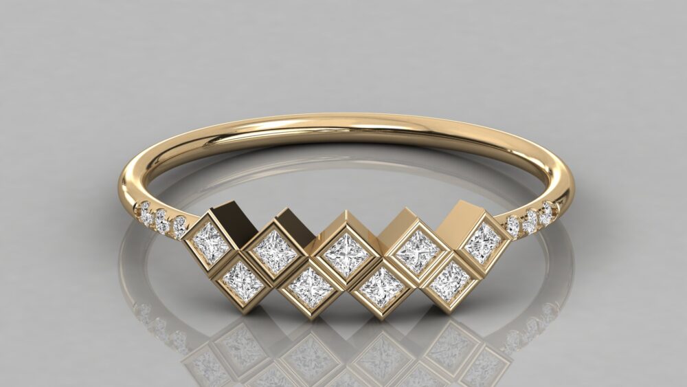 Princess And Round Cut Lab Grown Diamond Wedding Band - Image 7