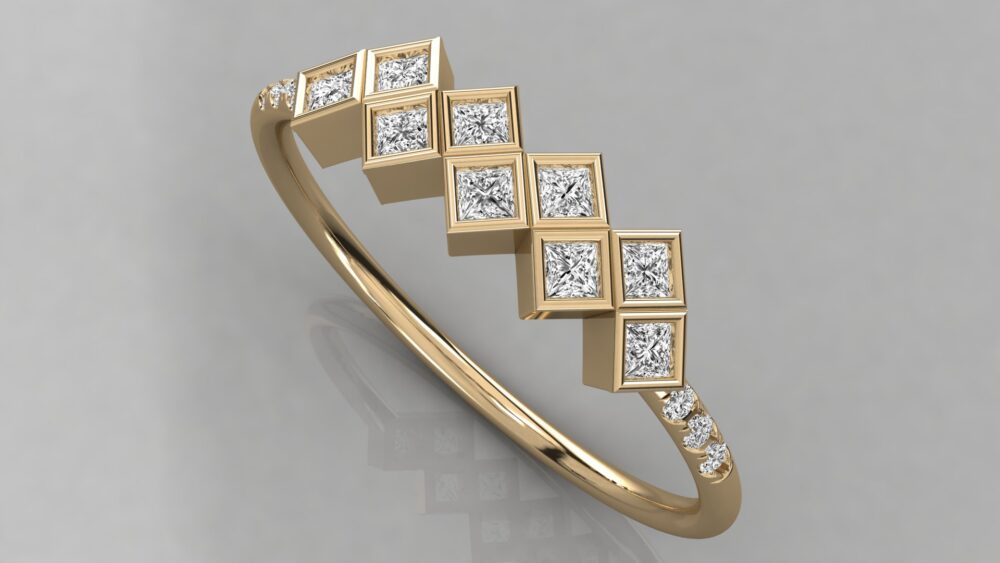 Princess And Round Cut Lab Grown Diamond Wedding Band - Image 8