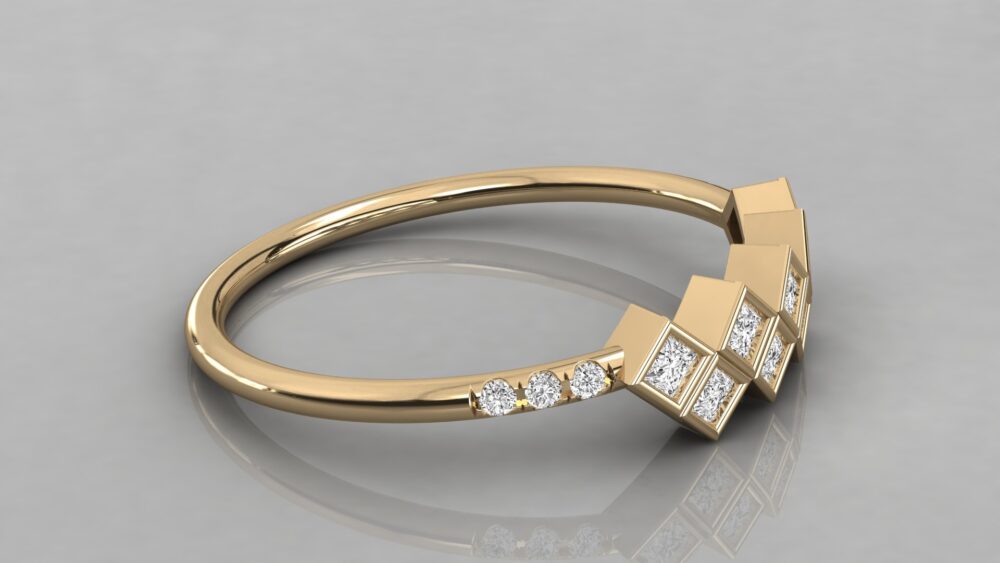 Princess And Round Cut Lab Grown Diamond Wedding Band - Image 9