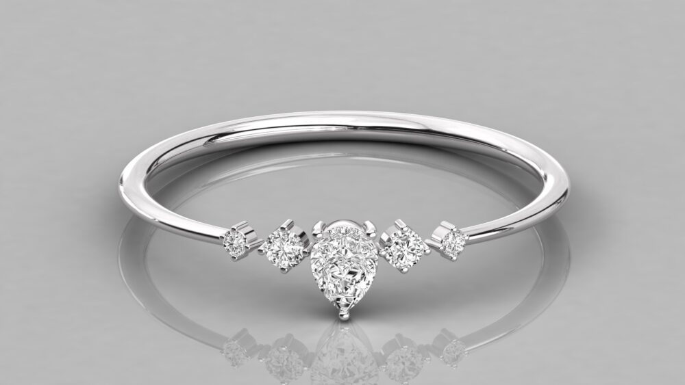 0.25 CT Pear Cut Lab Grown Diamond Engagement Ring - Image 4