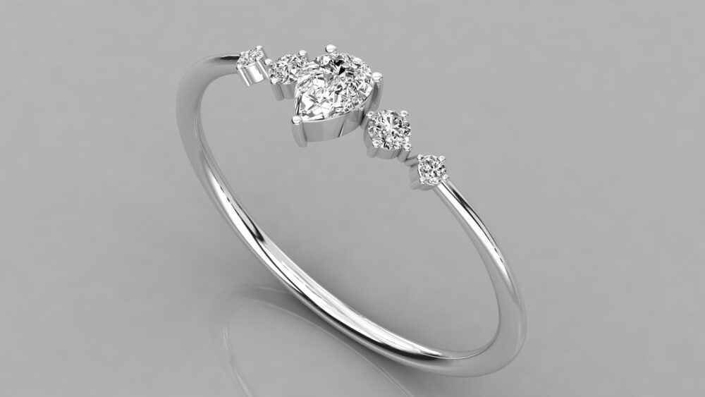 0.25 CT Pear Cut Lab Grown Diamond Engagement Ring - Image 5