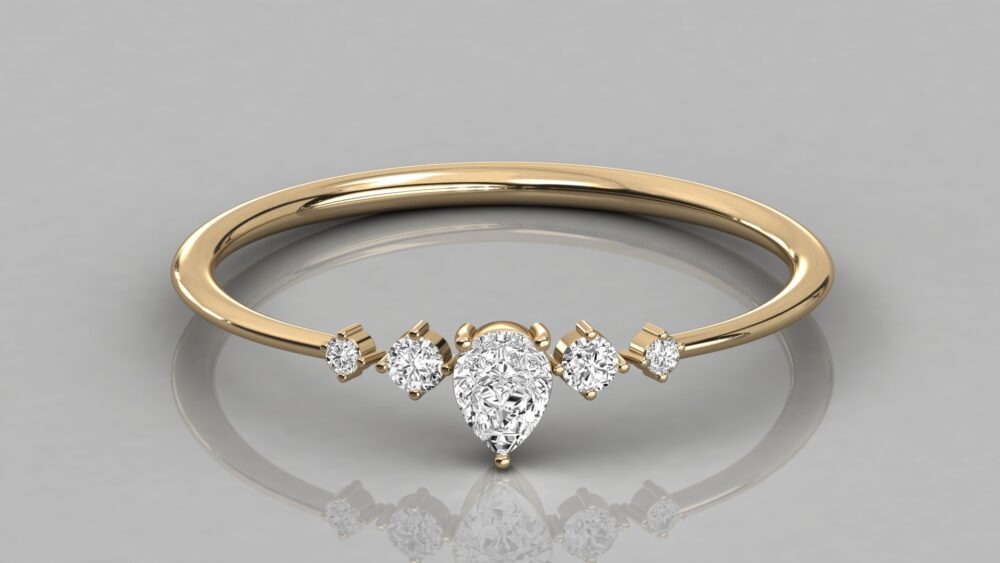 0.25 CT Pear Cut Lab Grown Diamond Engagement Ring - Image 7