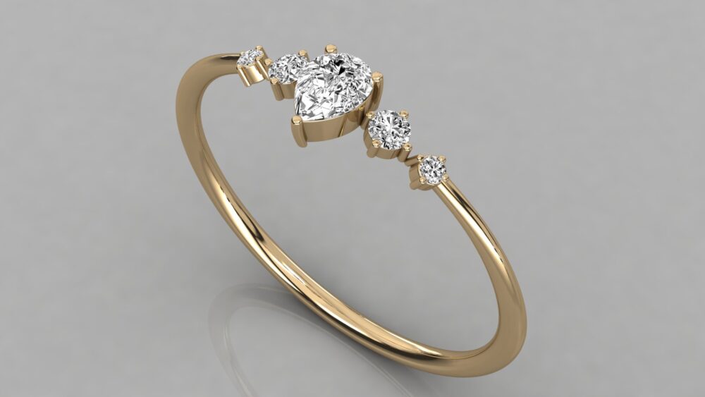 0.25 CT Pear Cut Lab Grown Diamond Engagement Ring - Image 8