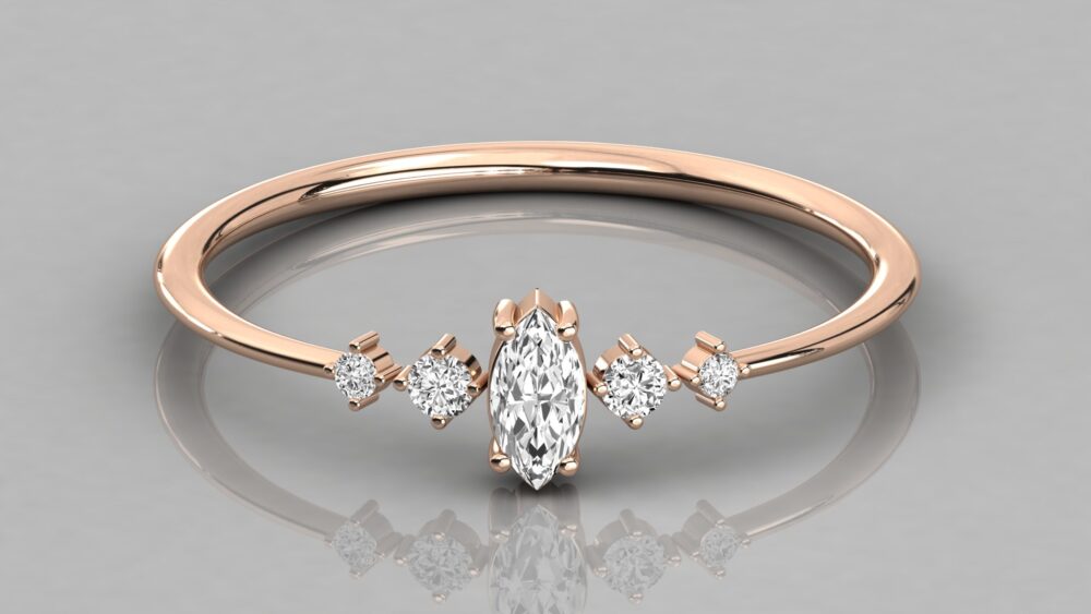 0.25 CT Marquise Cut Lab Grown Diamond Engagement Ring