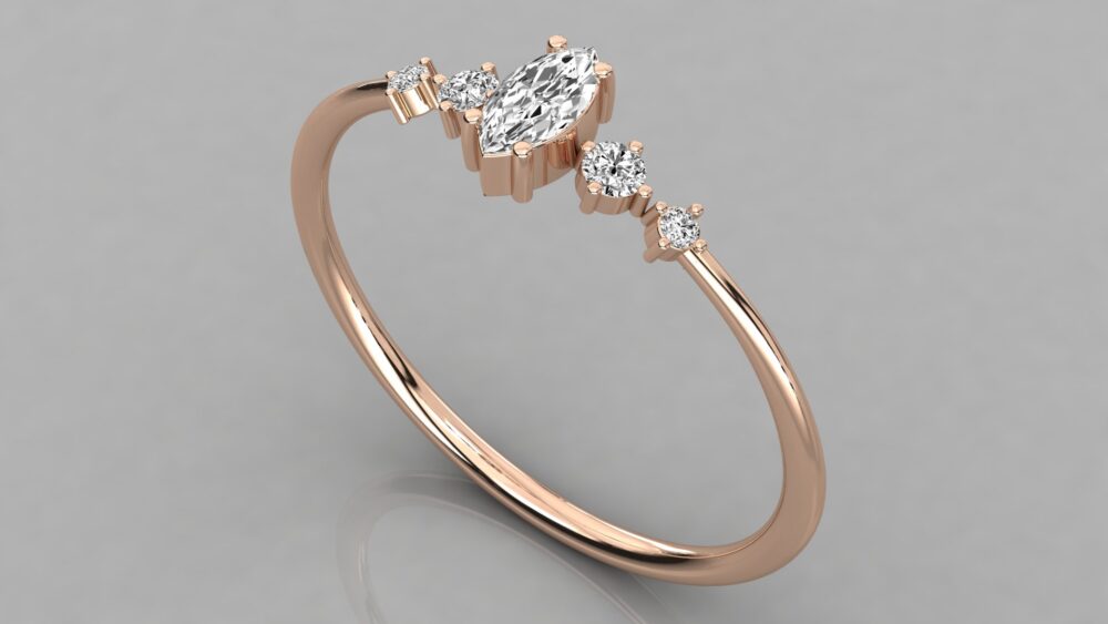 0.25 CT Marquise Cut Lab Grown Diamond Engagement Ring - Image 2