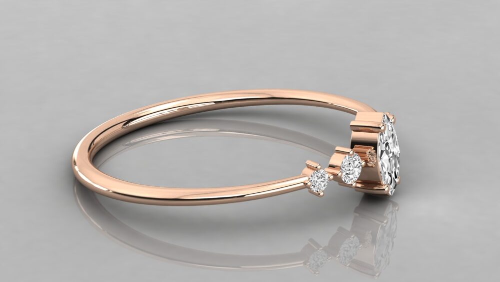 0.25 CT Marquise Cut Lab Grown Diamond Engagement Ring - Image 3
