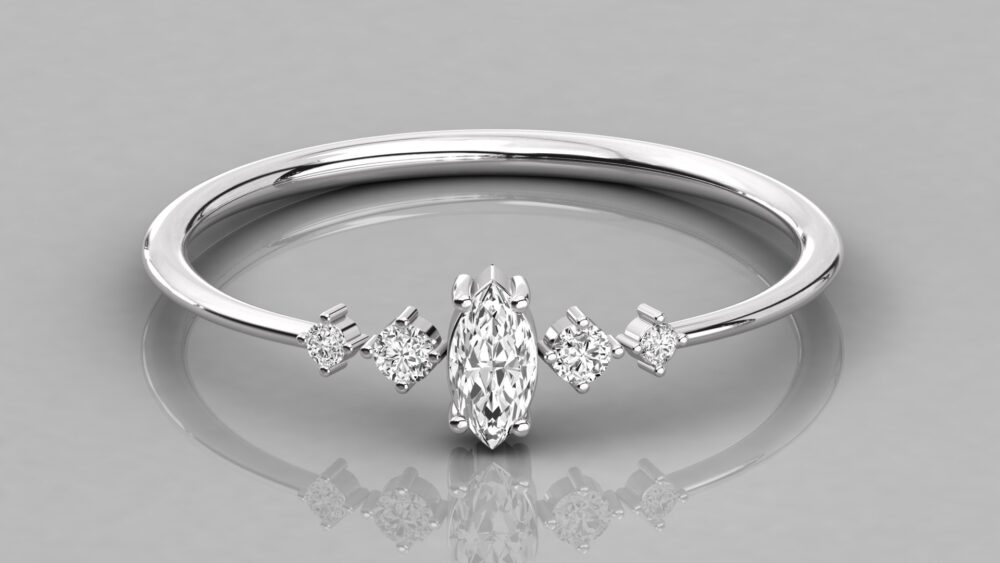 0.25 CT Marquise Cut Lab Grown Diamond Engagement Ring - Image 4