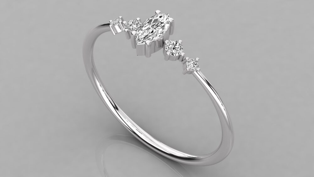 0.25 CT Marquise Cut Lab Grown Diamond Engagement Ring - Image 5