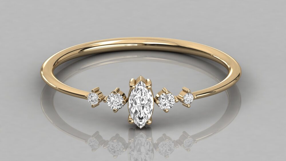 0.25 CT Marquise Cut Lab Grown Diamond Engagement Ring - Image 7