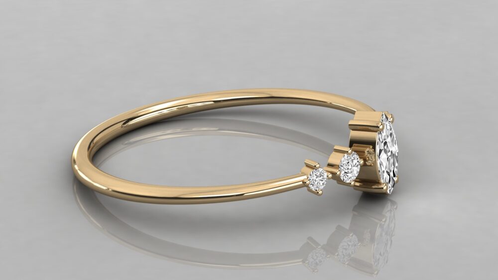 0.25 CT Marquise Cut Lab Grown Diamond Engagement Ring - Image 9