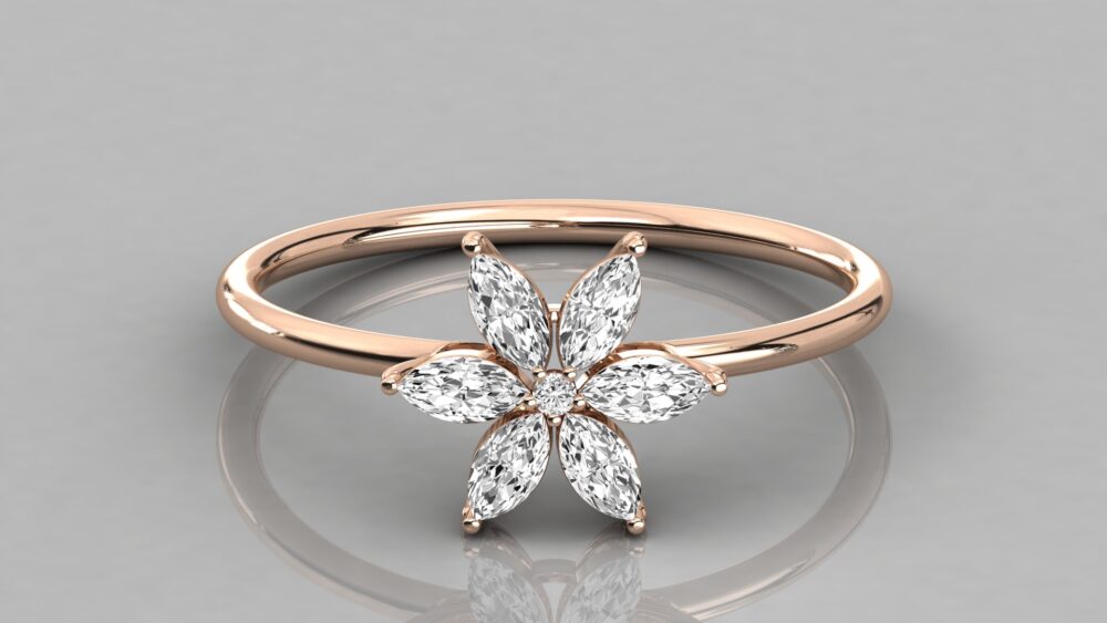 Flower Marquise Lab Grown Diamond Ring