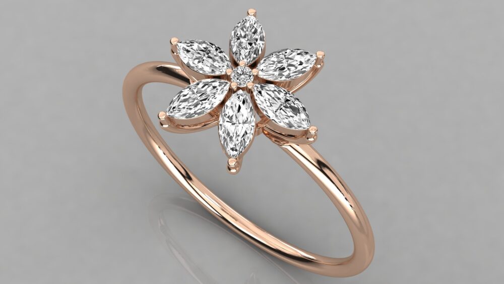 Flower Marquise Lab Grown Diamond Ring - Image 2