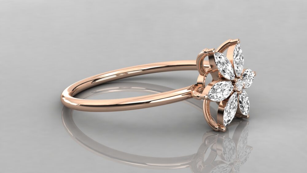 Flower Marquise Lab Grown Diamond Ring - Image 3