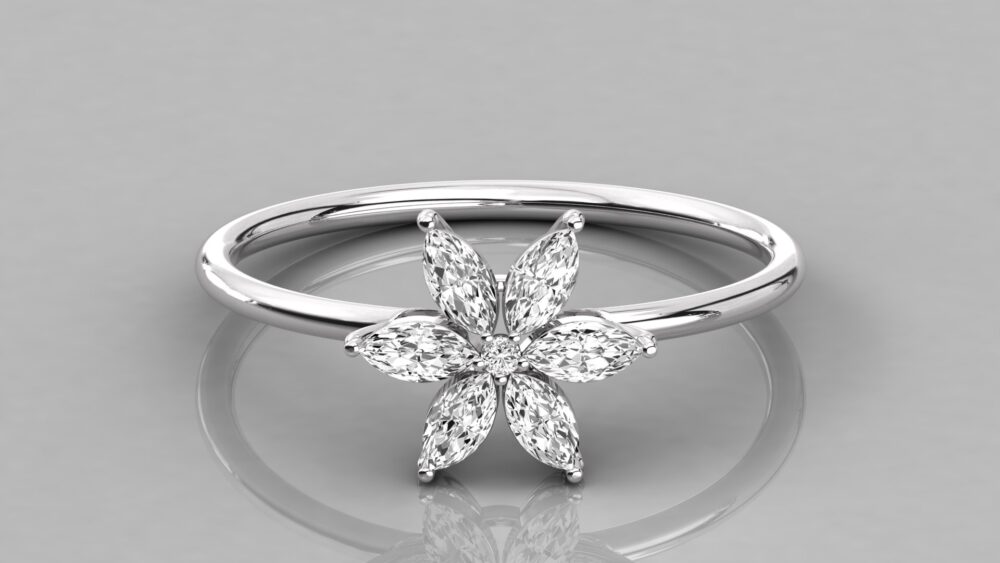 Flower Marquise Lab Grown Diamond Ring - Image 4