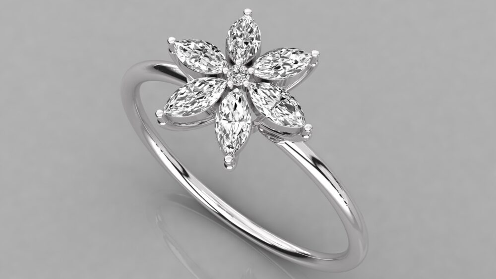 Flower Marquise Lab Grown Diamond Ring - Image 5