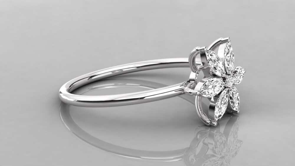 Flower Marquise Lab Grown Diamond Ring - Image 6