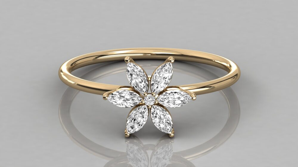 Flower Marquise Lab Grown Diamond Ring - Image 7