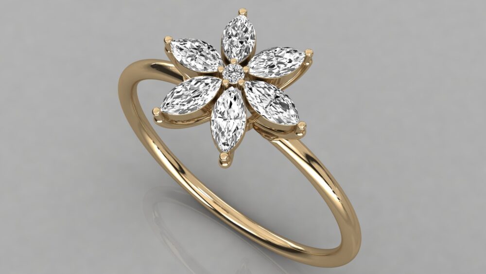 Flower Marquise Lab Grown Diamond Ring - Image 8