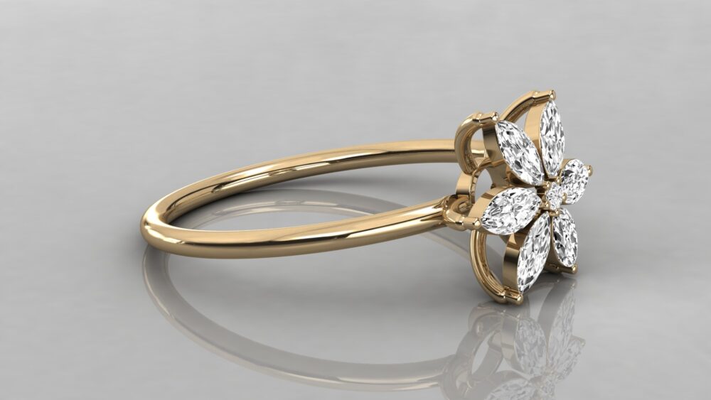 Flower Marquise Lab Grown Diamond Ring - Image 9