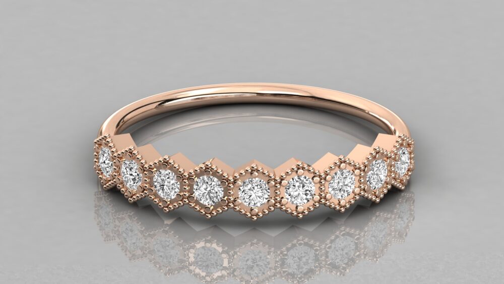 Hexagon Round Lab Grown Diamond Ring