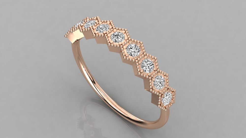 Hexagon Round Lab Grown Diamond Ring - Image 2
