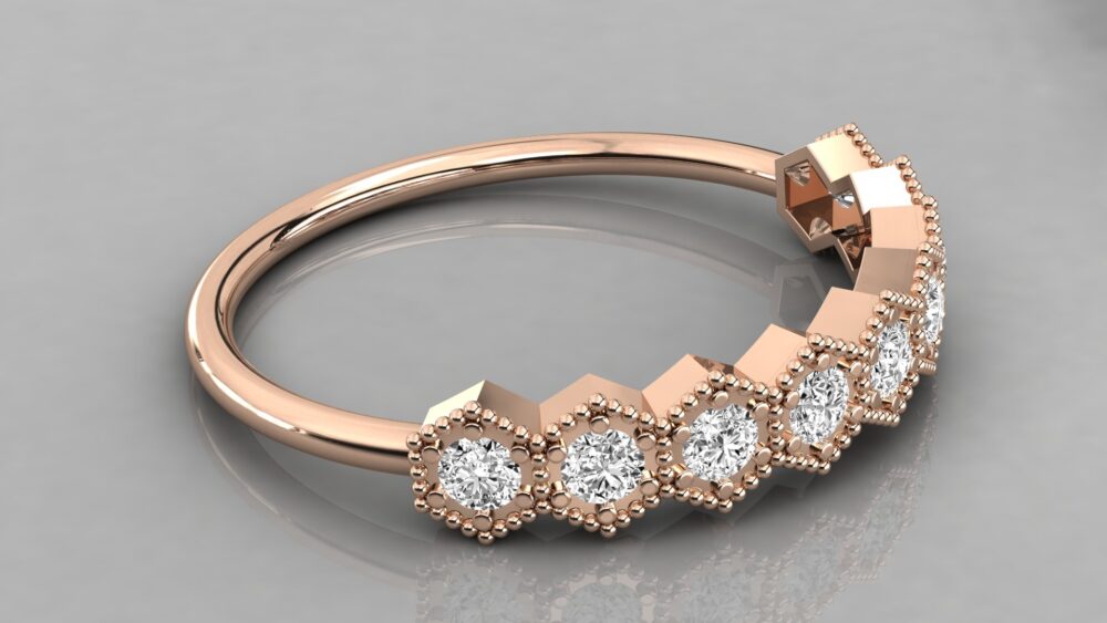 Hexagon Round Lab Grown Diamond Ring - Image 3