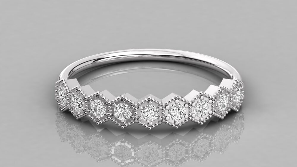 Hexagon Round Lab Grown Diamond Ring - Image 4