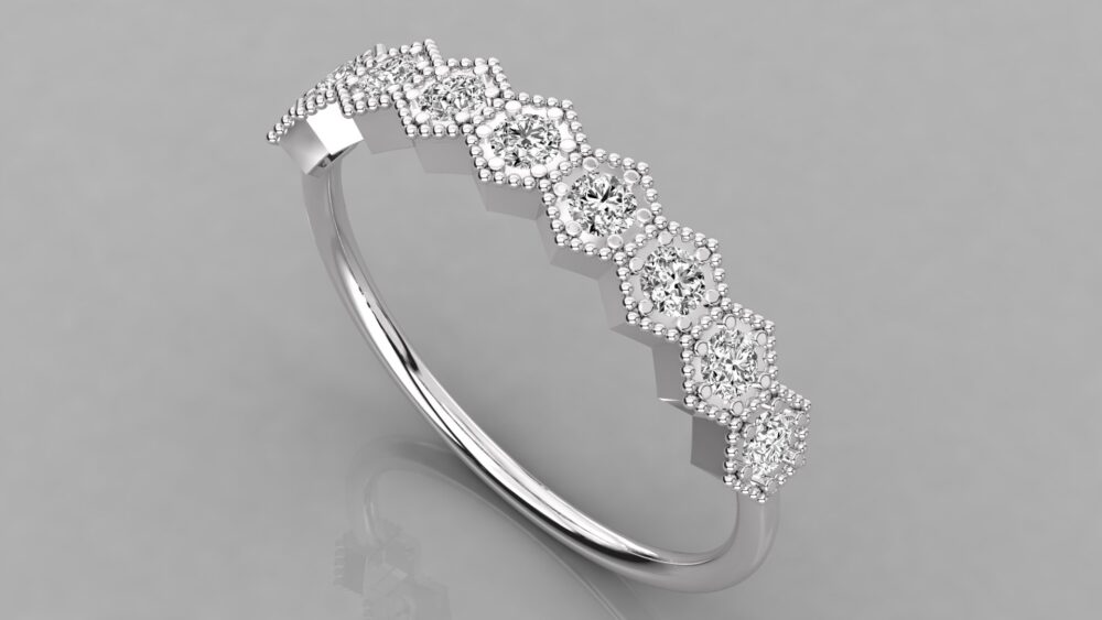 Hexagon Round Lab Grown Diamond Ring - Image 5
