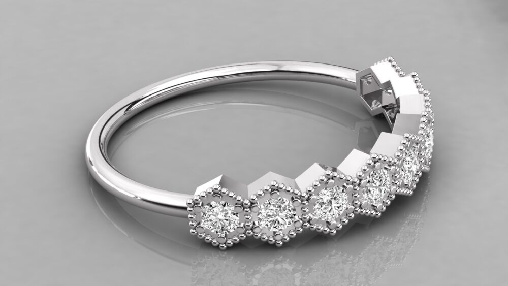 Hexagon Round Lab Grown Diamond Ring - Image 6