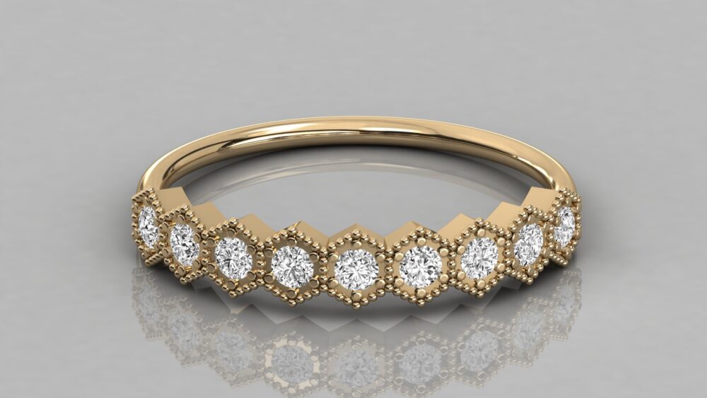 Hexagon Round Lab Grown Diamond Ring - Image 7