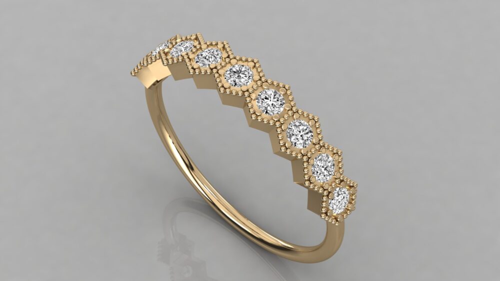Hexagon Round Lab Grown Diamond Ring - Image 8