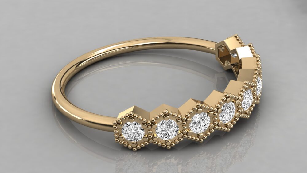 Hexagon Round Lab Grown Diamond Ring - Image 9