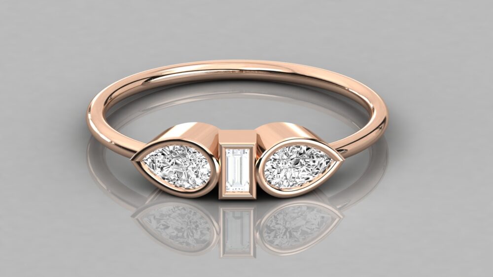 Pear Baguette Lab Grown Diamond Ring