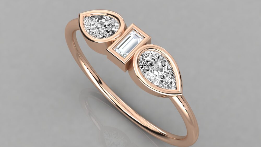 Pear Baguette Lab Grown Diamond Ring - Image 2