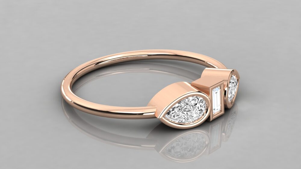 Pear Baguette Lab Grown Diamond Ring - Image 3