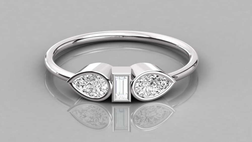 Pear Baguette Lab Grown Diamond Ring - Image 4
