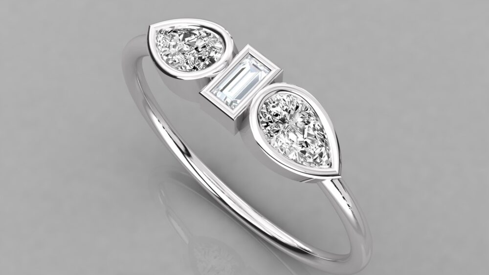 Pear Baguette Lab Grown Diamond Ring - Image 5