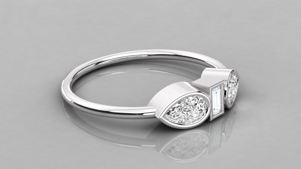 Pear Baguette Lab Grown Diamond Ring - Image 6
