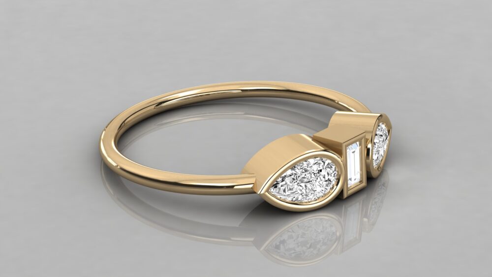 Pear Baguette Lab Grown Diamond Ring - Image 9